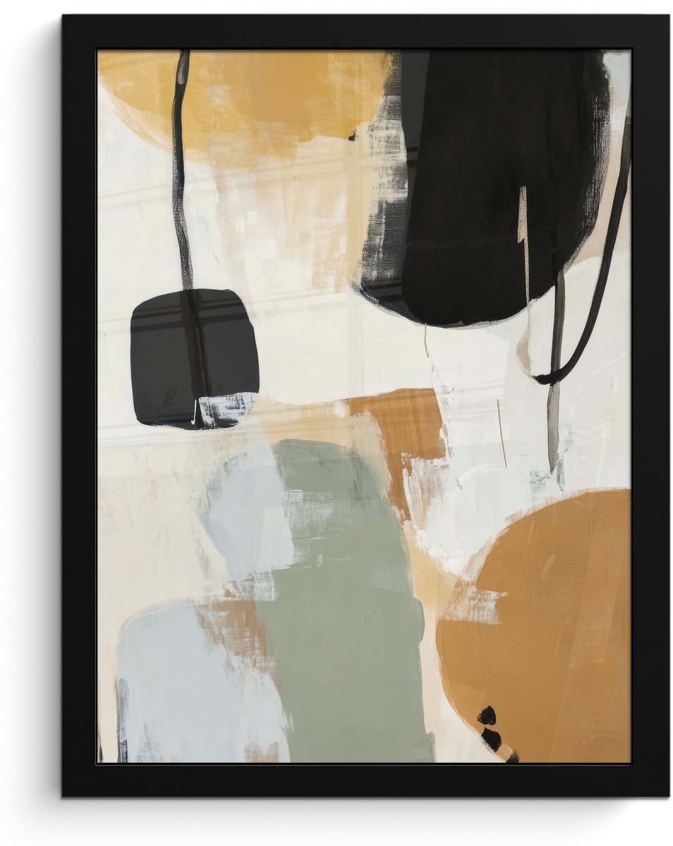 FrameYourWall Poster in lijst - Fotolijst 30x40 cm - Posters - Paint - Abstract - Kleuren - Posterlijst zwart - Decoratie - Wanddecoratie woonkamer - Muurdecoratie slaapkamer
