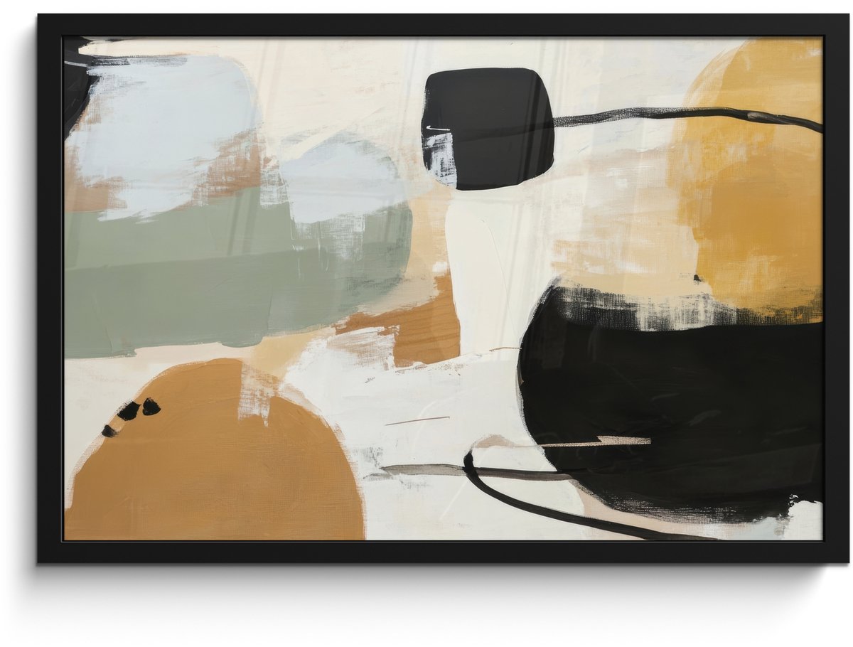 FrameYourWall Poster in lijst - Fotolijst 60x40 cm - Posters - Paint - Abstract - Kleuren - Posterlijst zwart - Decoratie - Wanddecoratie woonkamer - Muurdecoratie slaapkamer