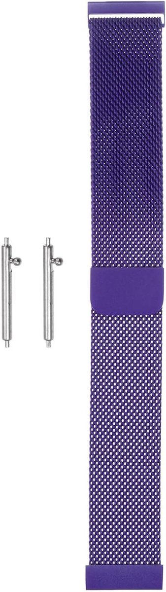 Roestvrij stalen mesh horlogebandje 20 mm met magnetische sluiting - Verstelbare armband - Paars - Unisex - Snelwissel - Trendy design