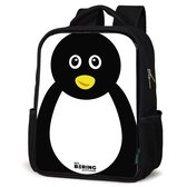 NoBoringSuitcases.com® - Rugzak zwart - Schooltas jongen & meisje - Dierenportret Pinguïn - Rugtas voor school - Boekentas kind - Schoolrugzak - Kinderrugzak