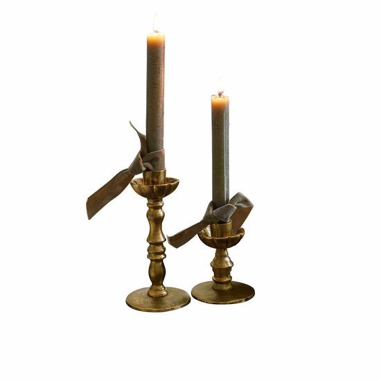 LOBERON Lot de 2 bougeoirs Zalethar en laiton antique