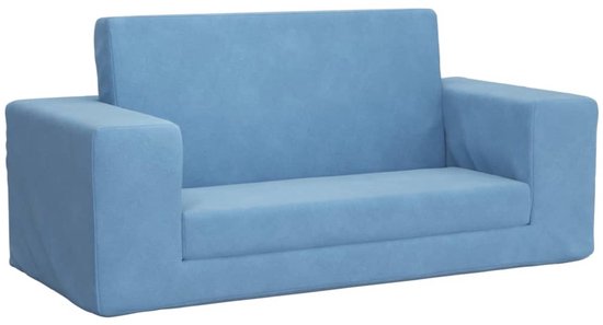vidaXL Canapé-lit pour enfant 2 places en peluche douce Bleu