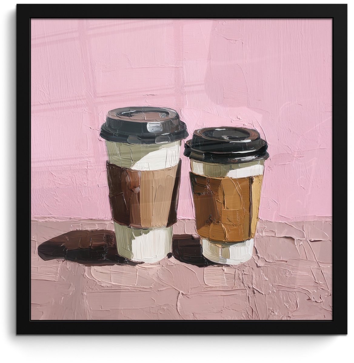 FrameYourWall Poster in lijst - Fotolijst 40x40 cm - Posters - Koffiebekers - Deksel - Verf - Textuur - Posterlijst zwart - Decoratie - Wanddecoratie woonkamer - Muurdecoratie slaapkamer
