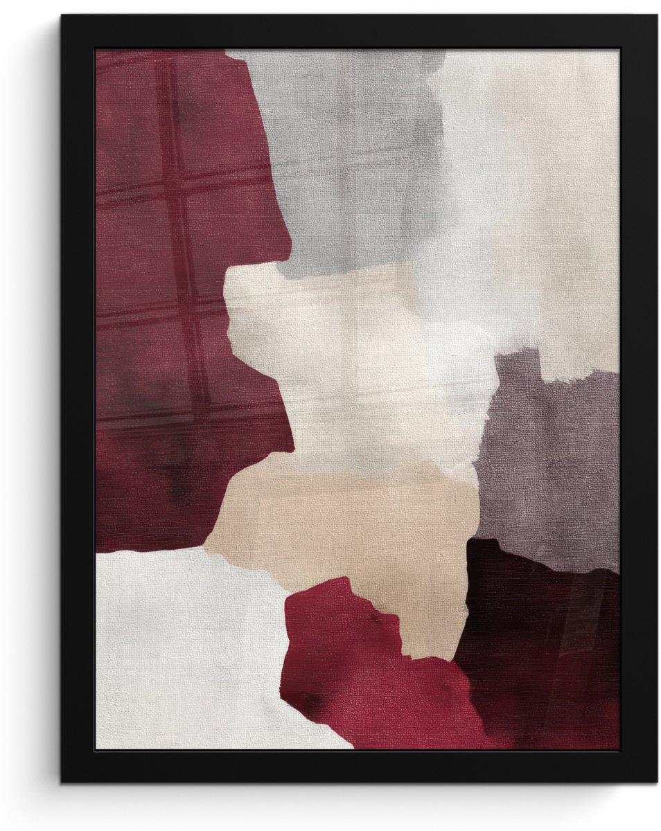 FrameYourWall Poster in lijst - Fotolijst 30x40 cm - Posters - Abstract - Kleurbakken - Rood - Posterlijst zwart - Decoratie - Wanddecoratie woonkamer - Muurdecoratie slaapkamer Abstract - Kleurvlakken