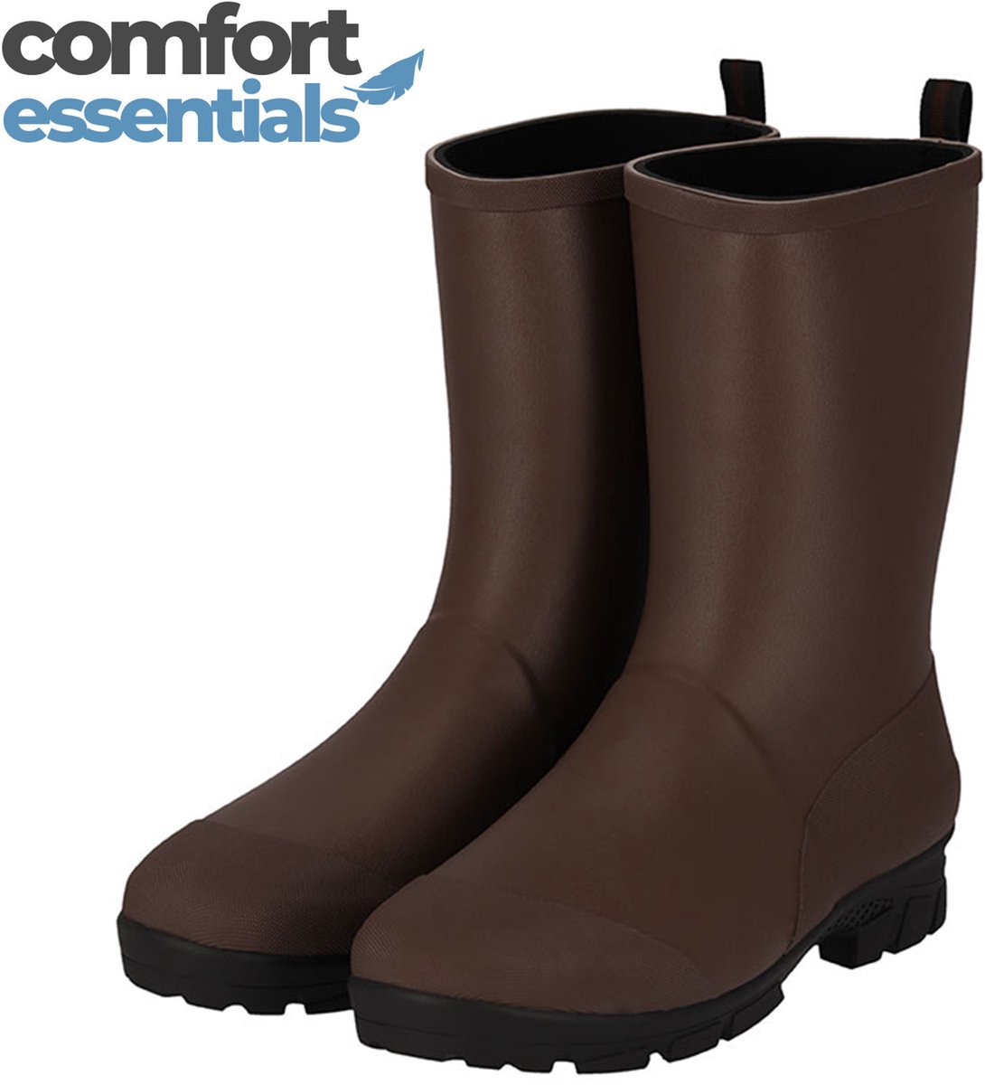 Comfort Essentials - Hoge Regenlaarzen Heren - Bruin - Maat 42 - Rubber Laarzen Heren - Outdoorlaarzen Heren - Waterdicht met Demping