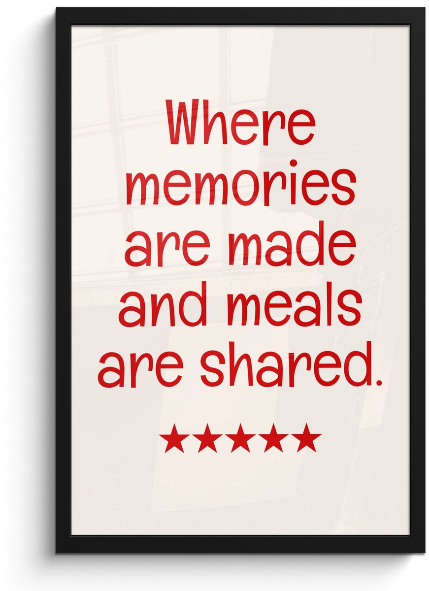 FrameYourWall Poster in lijst - Fotolijst 40x60 cm - Posters - Quote - Sterren - Rood - Memories - Posterlijst zwart - Decoratie - Wanddecoratie woonkamer - Muurdecoratie slaapkamer