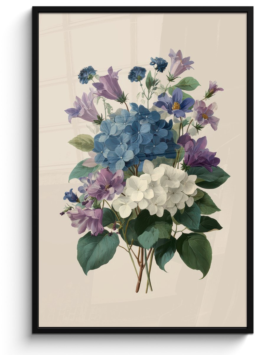 FrameYourWall Poster in lijst - Fotolijst 80x120 cm - Posters - Bloemen - Gedetailleerd - Rust - Realistisch - Posterlijst zwart - Decoratie - Wanddecoratie woonkamer - Muurdecoratie slaapkamer