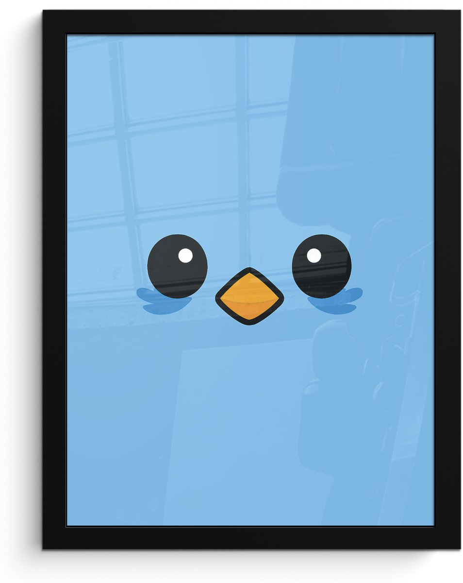 FrameYourWall Poster in lijst - Fotolijst 30x40 cm - Posters - Vogel - Blauw - Eenvoudig - Posterlijst zwart - Decoratie - Wanddecoratie woonkamer - Muurdecoratie slaapkamer