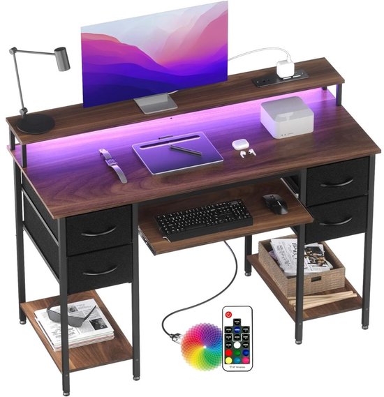 Gaming Bureau met LED Verlichting - Computertafel - Computermeubel | bol