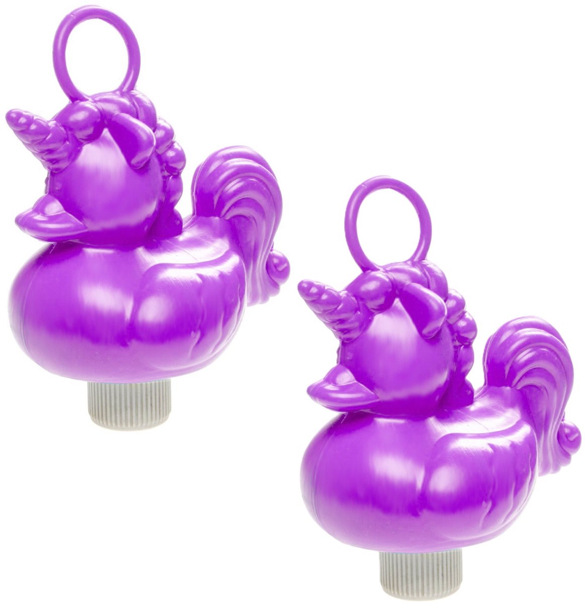 Duckiez eenhoorn badeendje badspeelgoed - 8x - paars - 12 x 6 cm - Met oogje voor het hengelspel - kunststof