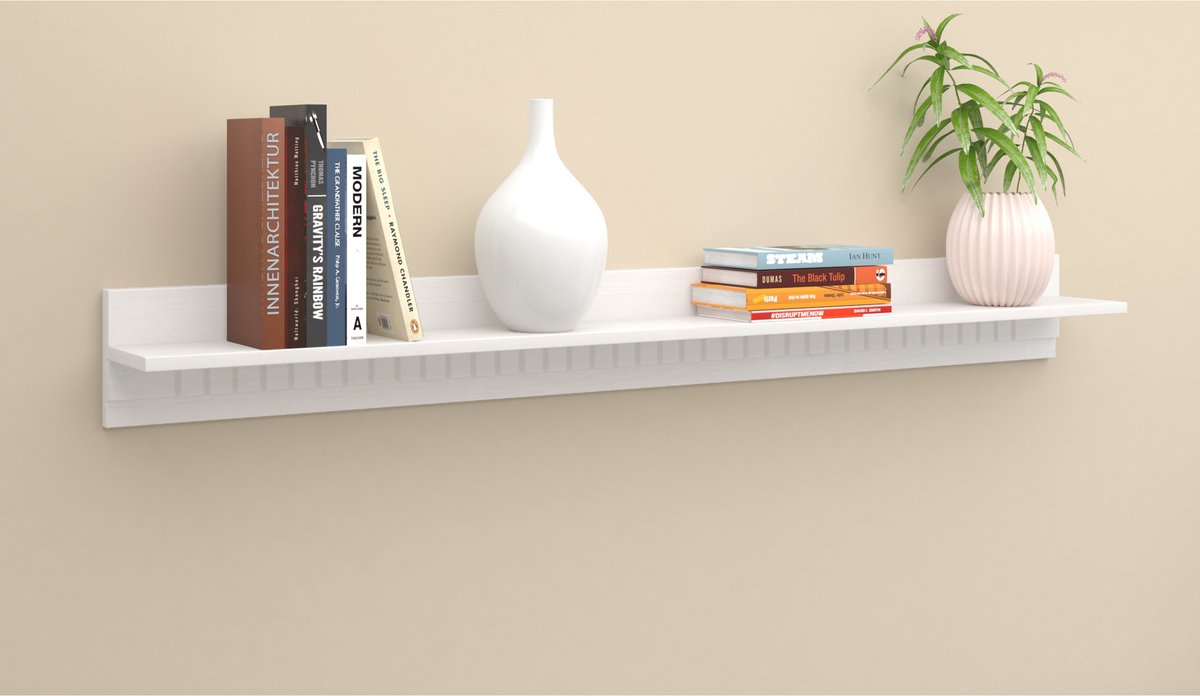 Cubrix-Wandplank - 130 cm - Wit Grenen