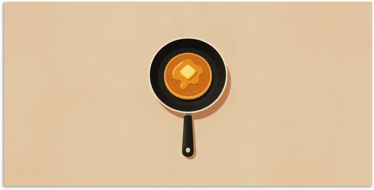 Poster 160x80 cm - Pannenkoek - Koekenpan - Boter - Minimalistisch - Posters - Kamer decor