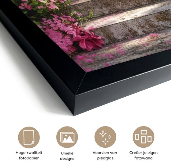 Affiche encadrée - Cadre photo 40x60 cm - Posters - Transparent - Roses - Vintage - Portail - Cadre affiche noir - Décoration - Décoration murale salon - Décoration murale chambre