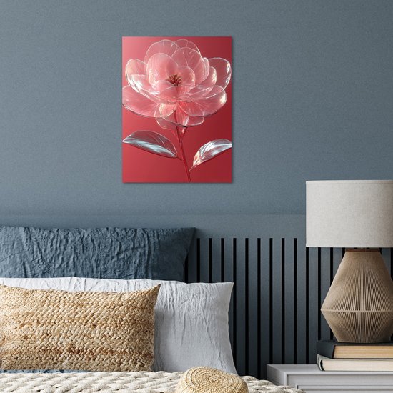 Poster 30x40 cm - Sierlijk - Bloem - Roze - Glazen - Posters - Kamer decoratie - Wanddecoratie woonkamer - Muurdecoratie slaapkamer