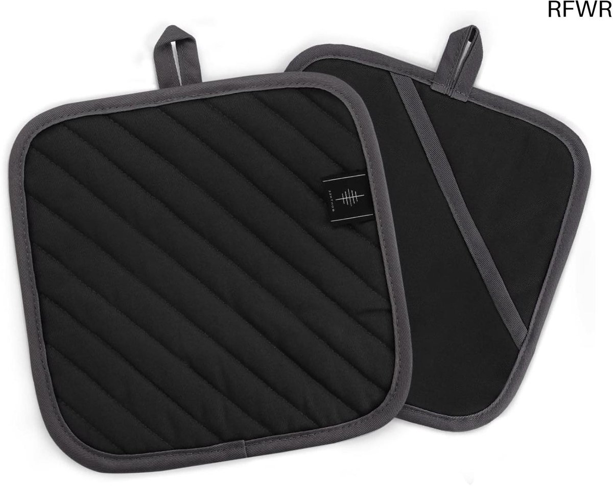 RFWR® Hittebestendige Wasbare Pannenlappen - 20 cm Keukenaccessoires - Zwart