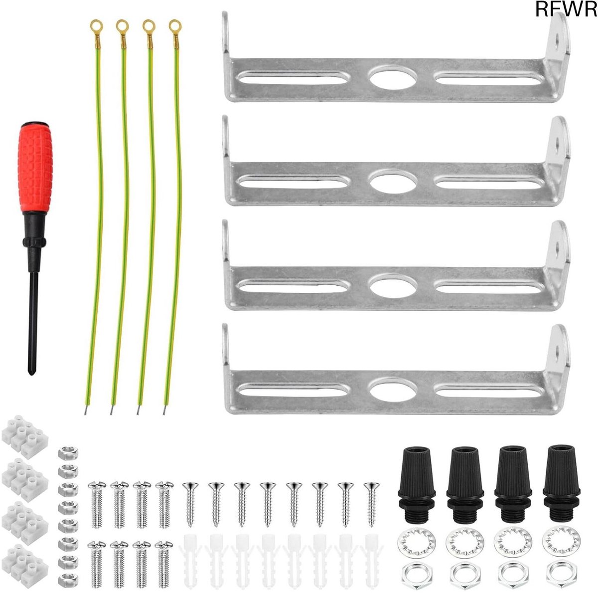 RFWR® Montagebeugels voor 75 mm Plafondlamp - Set van 4 Metalen Plafondhouders met Schroeven en Installatie Gereedschap