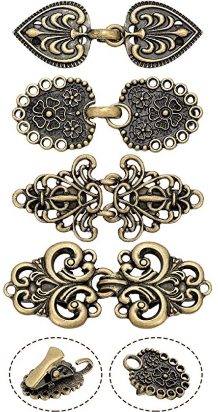 Pinces à cardigan rétro Vintage JeiibrZui - Fermeture à clip - Motifs floraux élégants, alliage de zinc robuste - 4 pièces - Unisexe
