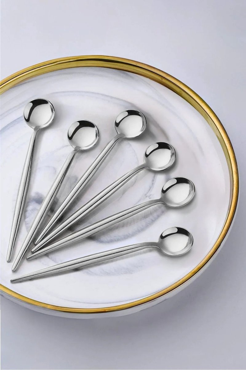 Asir - Lepelset - 6 Stuks - Zilver - 100% Staal