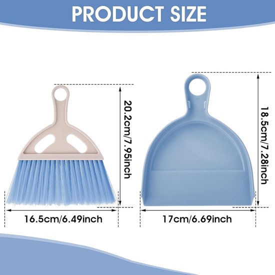 Small Broom en Sweeper Cleaning Set - Mini Whisk - Sweeper en Brush met Handle - Portable Tabletop - Crumb Sweeper voor Dining Table - Blauw van KMAKII — afbeelding 3
