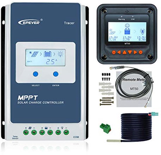 Solar Laadregelaar 40A 12V/24V MPPT met LCD Monitor en Temperatuursensor