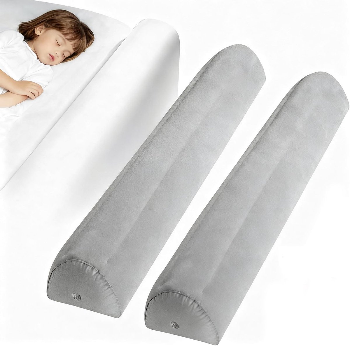 Image of 2-delige valbescherming bed - opblaasbaar bed - bedbescherming voor kinderen - pvc-bedrandbescherming met handpomp - 127 x 20 x 15 cm
