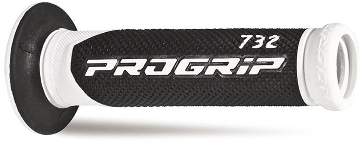 Poignée noire blanche ProGrip Road 732 embout ouvert pour moto scooter 50 à boite