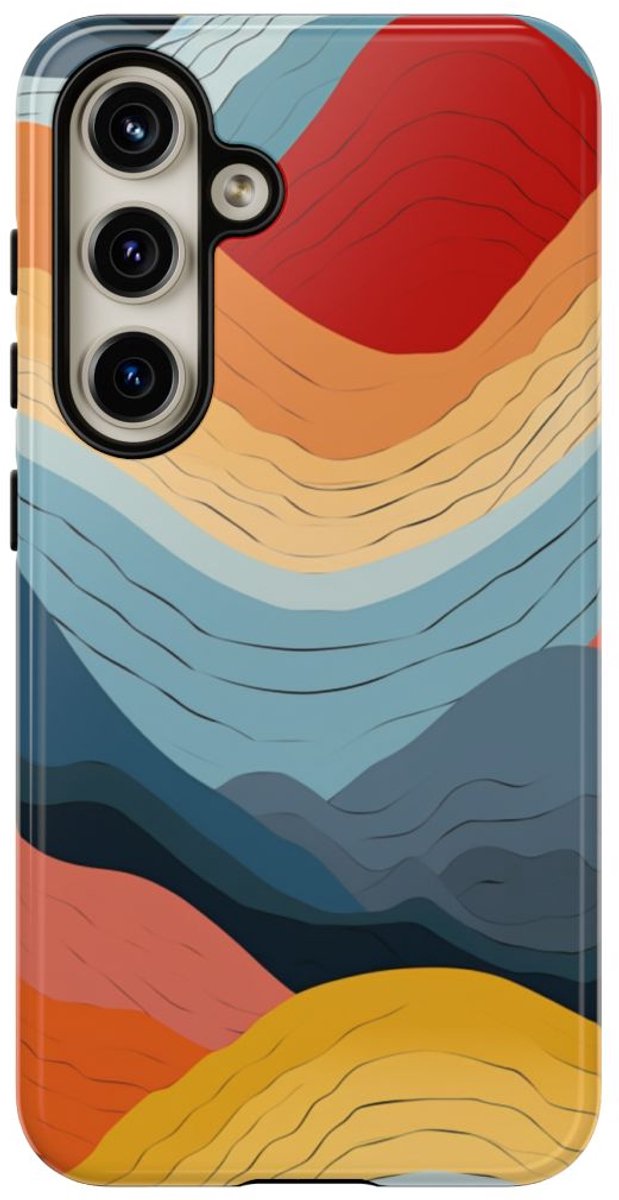 Abstracte Kleurrijke Bergen – Telefoonhoesje Geschikt voor Samsung Galaxy S24