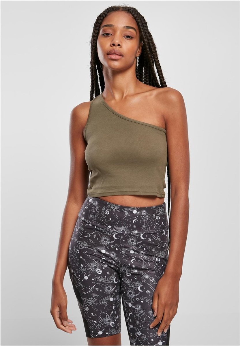 Urban Classics Cropped Asymmetric Crop top XL Groen