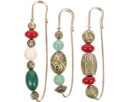 3 stuks Vintage Broches - 8,5cm - 8cm - 7,5 cm - Veiligheids-speld Ontwerp voor Kleding - Met Kralen en Kant - Voor Truien , Bruidsmode - Dames Mode Accessoires