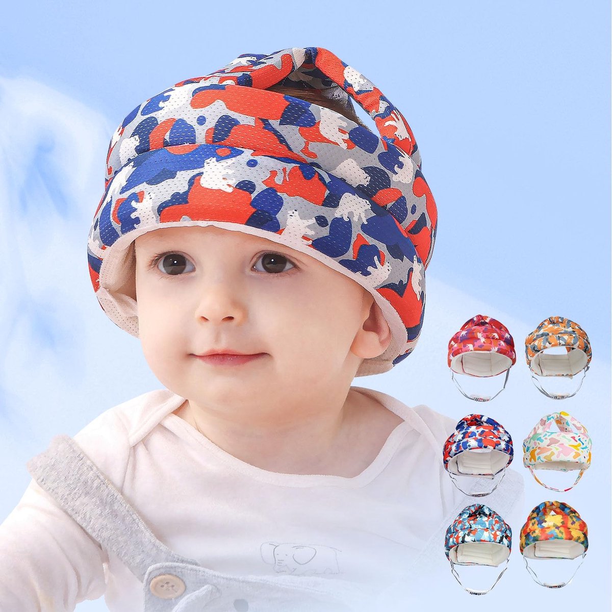 Babyhoofdbescherming, hoofdbescherming, babyhelm, 360 graden anti-botsing, beschermende helm, babyhoofdbescherming, verstelbare babyhelm, geschikt voor baby's van 0,5 tot 3 jaar (Blue Bear)