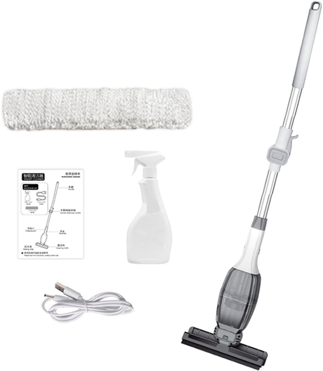 Gloovon® - Elektrische Raamwisser - Ingebouwde Sproeier - Ruitenreiniger - Oplaadbaar - Raamwisser -Met verlengstuk 90cm - Zwart/Wit