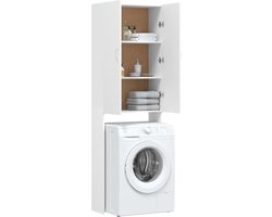 WNHB® Wasmachine Ombouw Kast – Verhoger & Opbergmeubel – Houten Wasmachinekast – Wit – Met Extra Opbergruimte