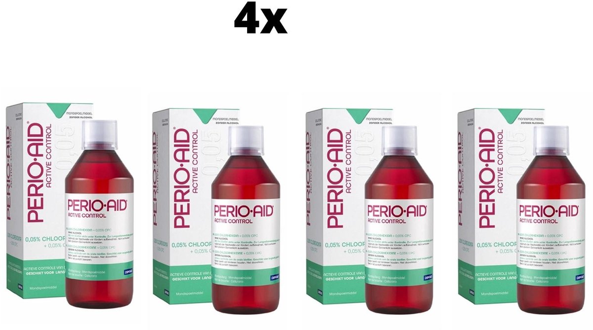 4x PerioAid Mondspoelmiddel Active Control 0,05% 500 ml