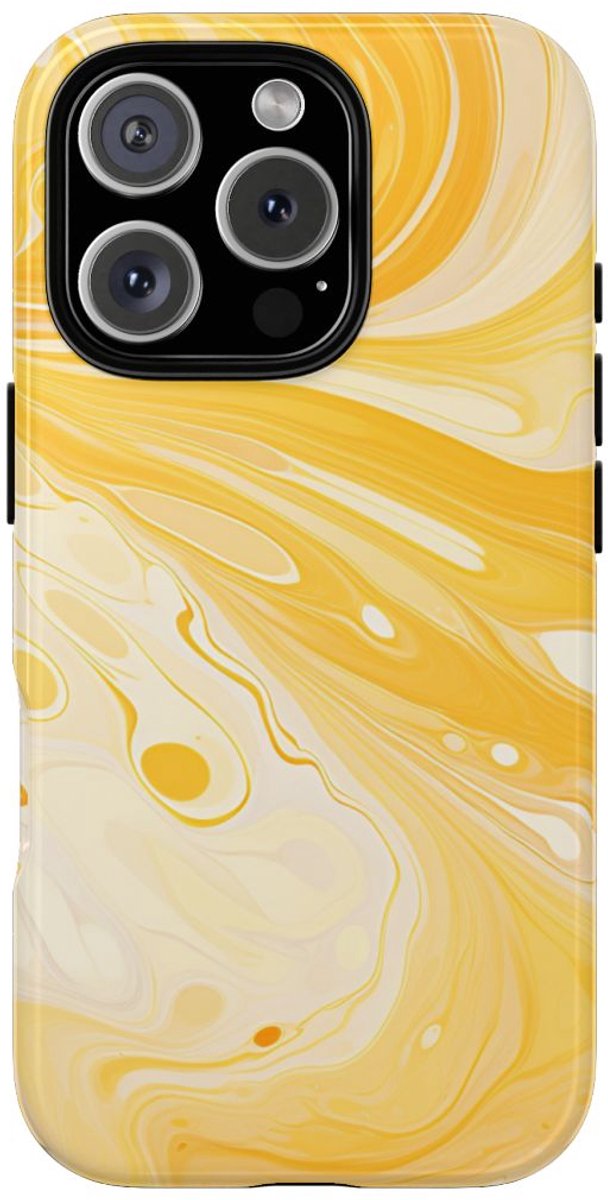 Goudgele Suminagashi Marmer Abstract – Telefoonhoesje Geschikt voor iPhone 16 Pro
