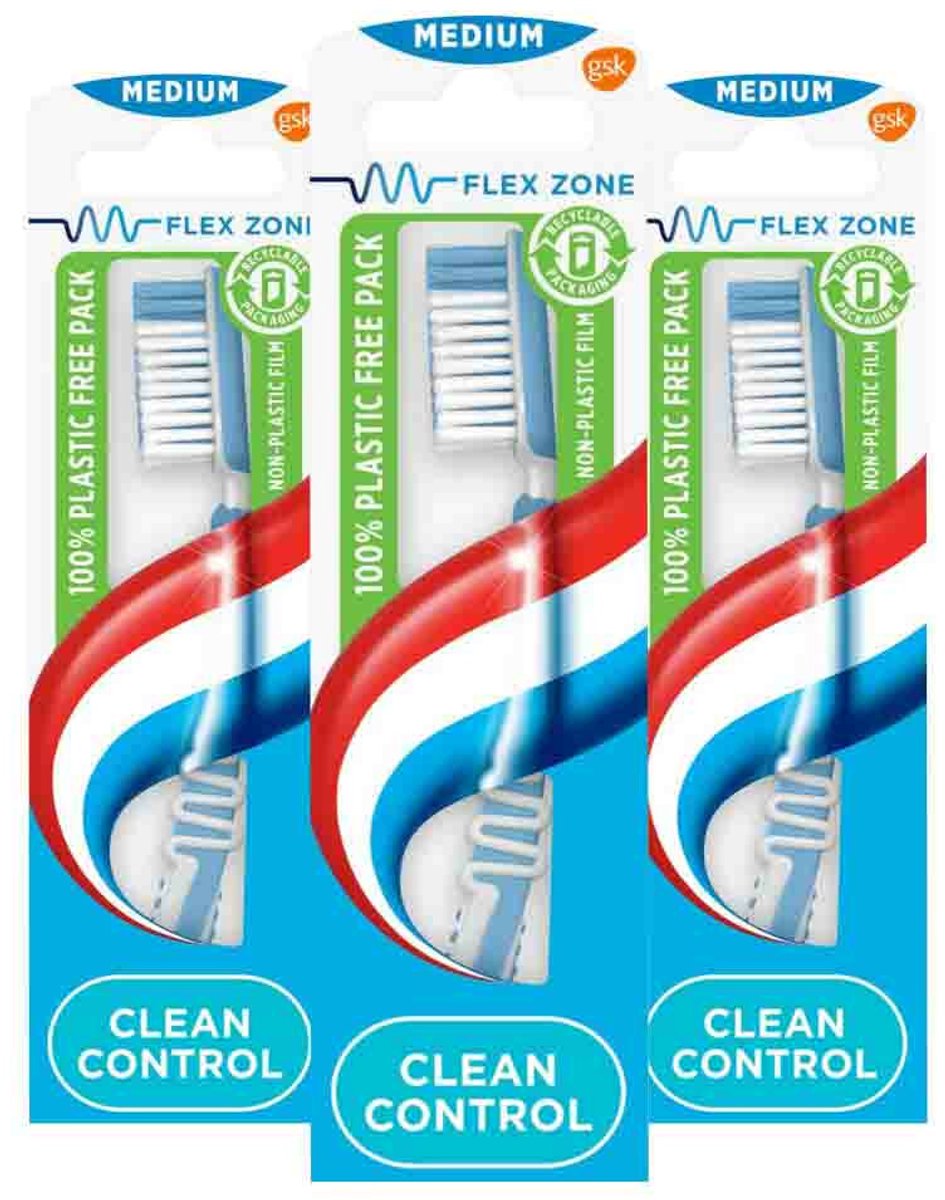 Aquafresh Tandenborstel Clean Control Medium - 3 x - Voordeelverpakking