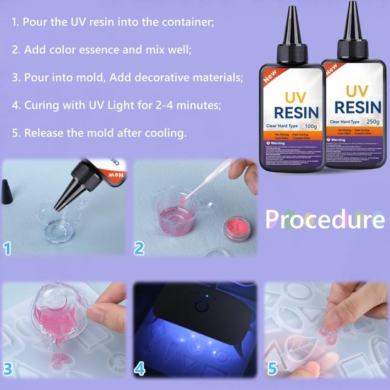 Uv-hars, 200 g, kristalheldere lijm, ultraviolet hardende epoxyhars voor het maken van sieraden, ambachtelijke decoratie, harde transparante lijm voor gieten en coaten, harsvormen