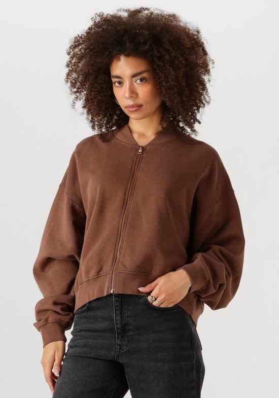 My Essential Wardrobe Metamw Short Sweat Jacket Truien & vesten Dames - Sweater - Hoodie - Vest- Bruin - Maat L