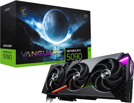 Foto: Msi nvidia geforce rtx 5090 32g vanguard soc videokaart 32gb gddr7 pcie 5 0 1x hdmi 2 1b 3x displayport 2 1a