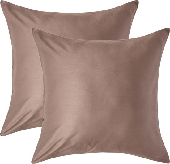 Amqua Kissenbezüge Mako Satin 2er Set Kissenbezug Mit Reißverschluss, Premium Bettwäsche,  1 Aegyptische Baumwolle Kuschelig Weich S065u0z7