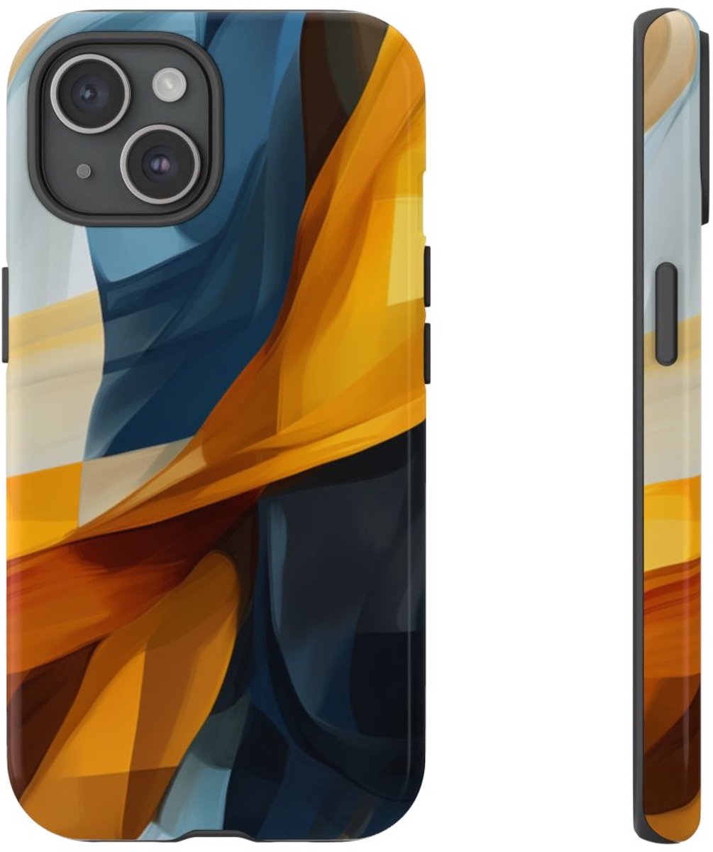 Abstracte Vloeiende Kleurenblokken – Telefoonhoesje Geschikt voor iPhone 15
