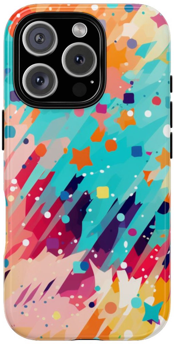 Kleurrijk Abstract Spattenpatroon – Telefoonhoesje Geschikt voor iPhone 16 Pro