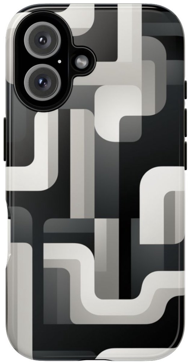 Stoer Zwart-Wit Geometrisch Patroon – Telefoonhoesje Geschikt voor iPhone 16
