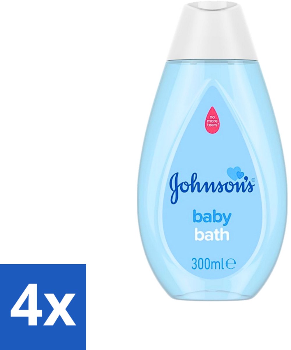 4 x Johnson's - Baby Bath - Puur & Zacht - 300 ml - Baby Bad - Baby Zeep - Babyhuid Verzorging - Milde Babyzeep - Zachte Babyzeep