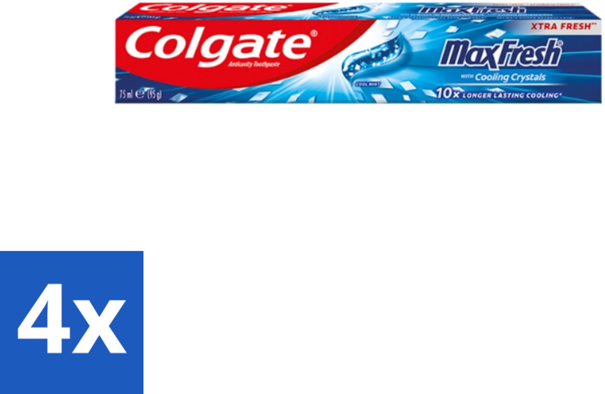 4 x Colgate Tandpasta Maxfresh Coolmint 100 ml - Tandpasta - Frisse Adem - Mondhygiëne - Cariës Bestrijden - Tandplak Verwijderen