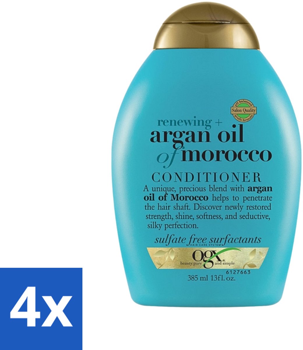 4 x OGX - Argan Oil of Morocco - Conditioner - Extra Sterk - Hydrate & Revive - 385 ml - Argan Oil Conditioner - Herstel Haar - Hydrate Haar - Verstevig Haar - Beschadigd Haar