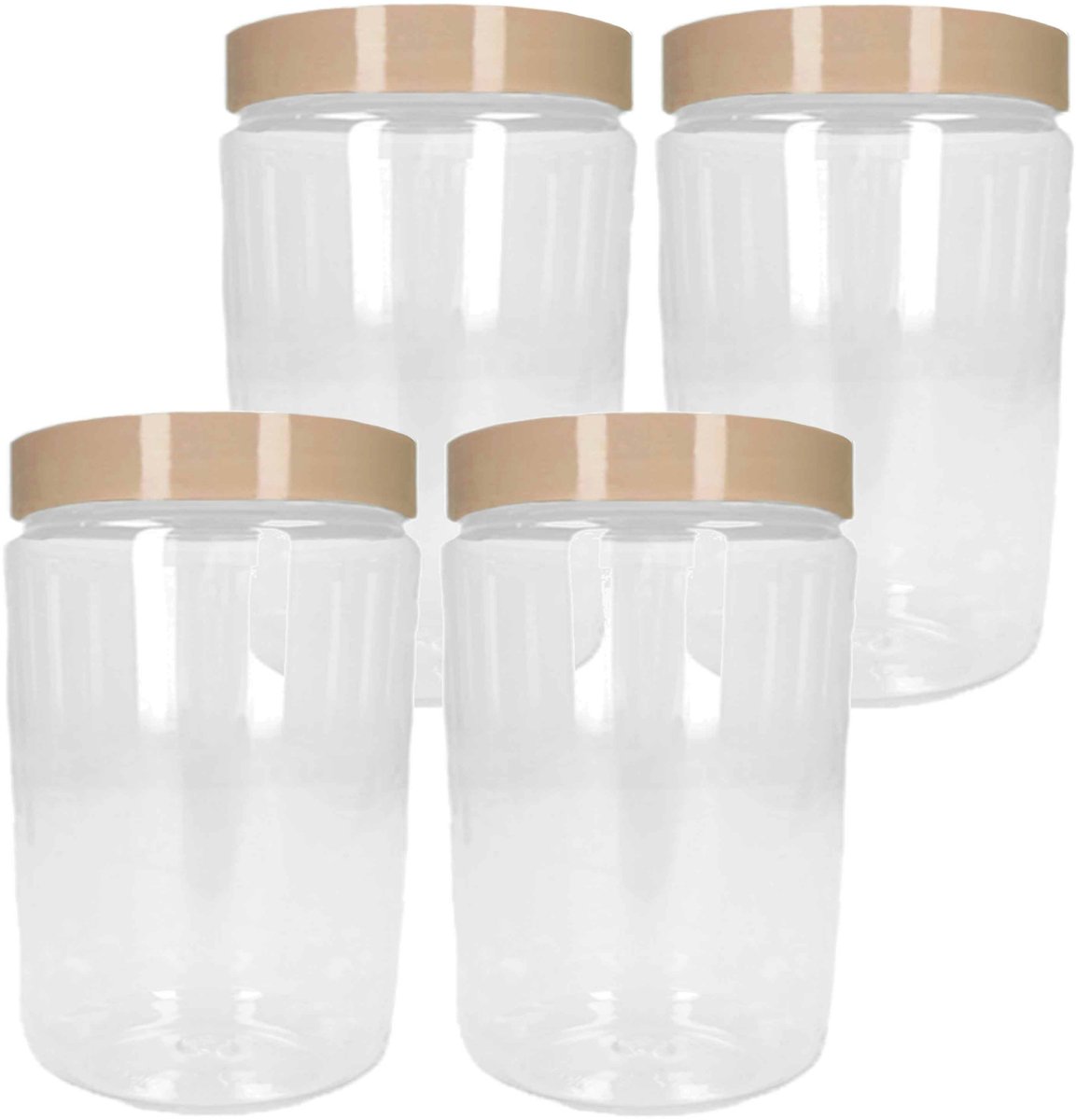 Plasticforte Keuken Voorraadpot - 4x - bewaarpot - 450 ml - kunststof - beige - 7 x 13 cm
