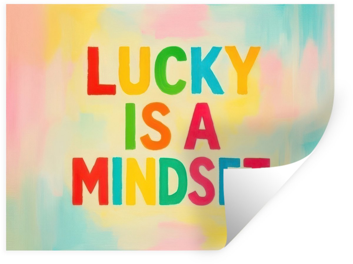 Muurstickers - Sticker Folie - Quote - Lucky - Regenboogkleuren - 40x30 cm - Plakfolie - M