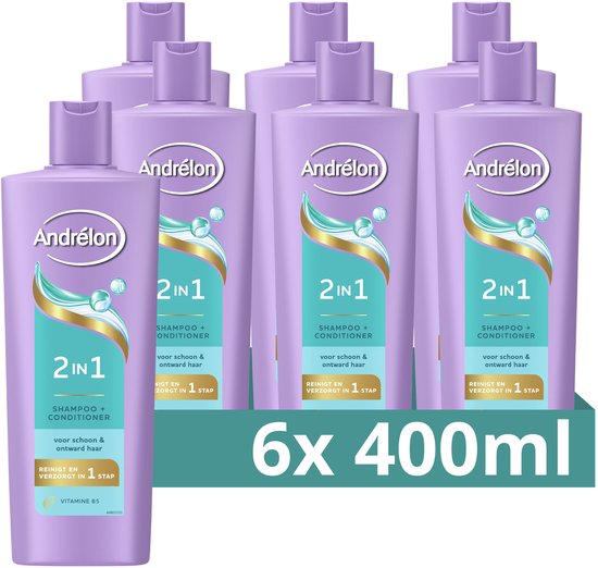 Andrélon Shampoo en Conditioner - 2-in-1 - verrijkt met vitamine B5 - 6 x 400 ml