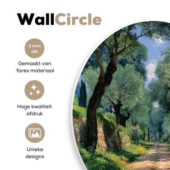 WallCircle® Wandcirkel 60x60 cm - Muurcirkel Pad - Bomen - Schaduw - Muurdecoratie woonkamer - Wanddecoratie slaapkamer - Kamer decoratie accessoires - Ronde schilderijen