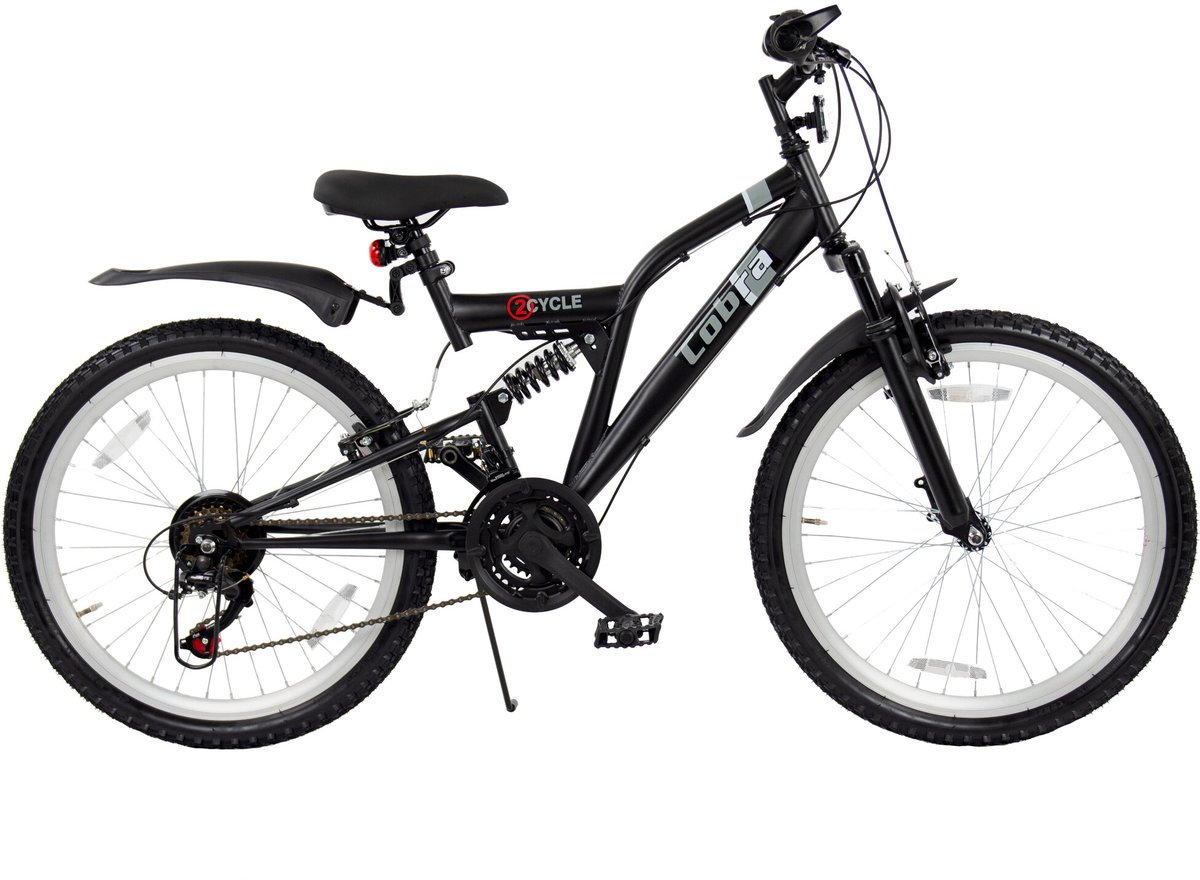 2Cycle MTB kinderfiets 24 inch (8 tot 10 jaar) voor jongens zwart